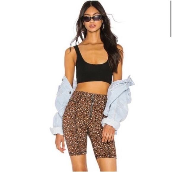 Free People Pants - Free People Lucky Strike Leopard Print Bike Shorts small